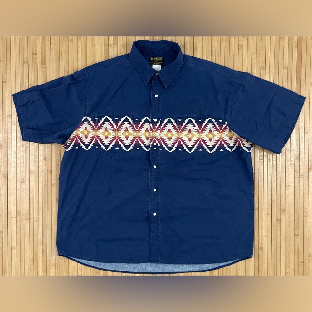 Rustler by Wrangler Shirt Men Sz 2XL/Pearl Snap/Aztec Print Southwestern/Cowboy